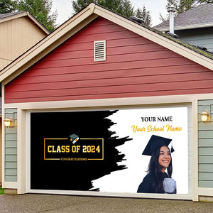 Congratulation Class Of 2024 - Personalized Photo, Your Name And School Name Single Garage, Garage Door Banner Covers - Banner Decorations