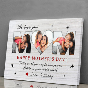 Happy Mother's Day - Personalized 3 Photos And Names Canvas Poster, Gift For Family, Mother's Day Gift