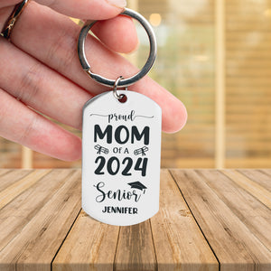 Proud Of A Senior, Personalized Photo And Text Metal Keychain, Graduation Gift