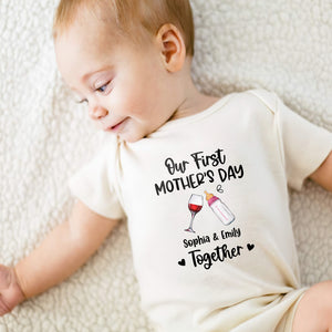 Our First Mother's Day Together - Custom Drink And Names - Personalized Baby Onesie - Family Gift