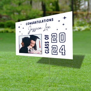 Graduation Gift, Congrats Class Of Graduation - Custom Photo And Name Graduation Lawn Sign, Yard Sign