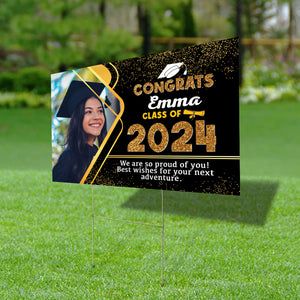 Congrats Class Of 2024, Custom Name And Photo, Personalized Lawn Sign, Yard Sign, Gift For Graduation