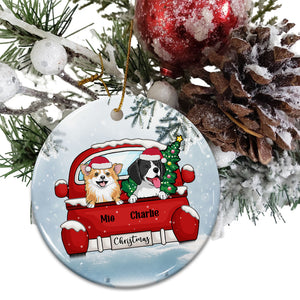 Here Comes Santa Paws - Custom Dog And Name- Personalized 2 Sides Ceramic Ornament - Gift For Pet Lover, Christmas Gift