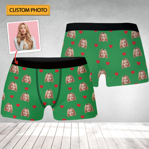 Custom Photo, Personalized Heart Boxer Shorts - Gift For Family, Gift For Couple