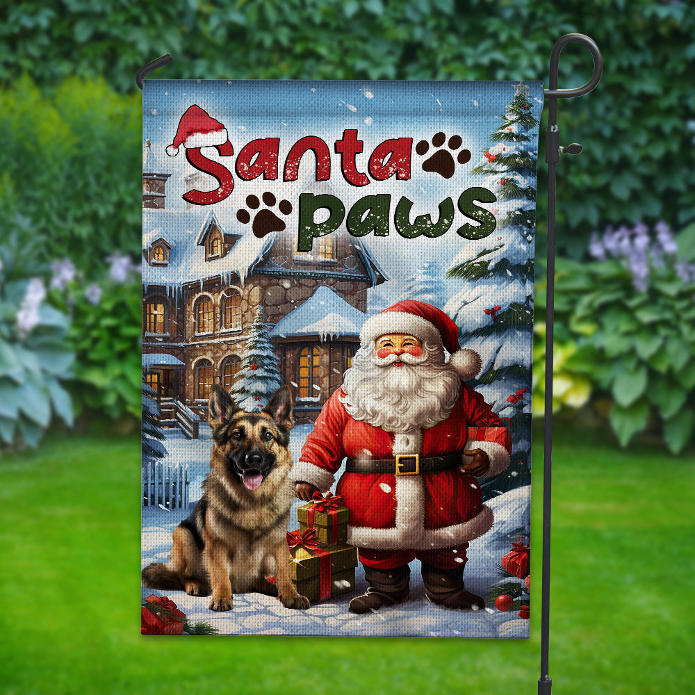 Santa Paws Pet Photo- Personalized Flag - Gift For Family, Gift For Pet Lover, Christmas Gift