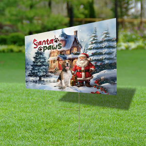 Merry Christmas Santa Paws - Personalized Pet Photo Lawn Sign, Yard Sign, Gift For Pet Lover