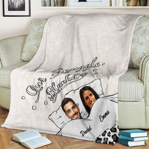 Our Snuggle Blanket, Head Cut - Custom Photos And Names - Personalized Fleece Blanket, Gift For Family, Couple Gift