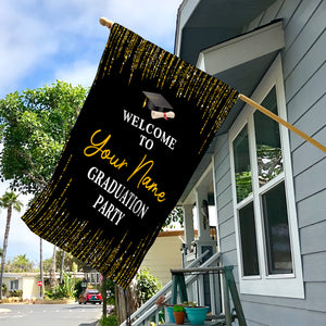 Welcome To Graduation Party - Custom Name Graduation Flag, Gift For Graduation