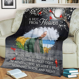 A Hug From Heaven - Custom Photo - Personalized Fleece Blanket, Gift For Family, Memorial Gift