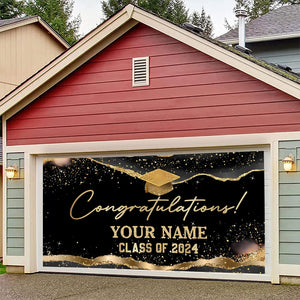 Congratulations Class Of 2024 - Personalized Your Name Single Garage, Garage Door Banner Covers - Banner Decorations