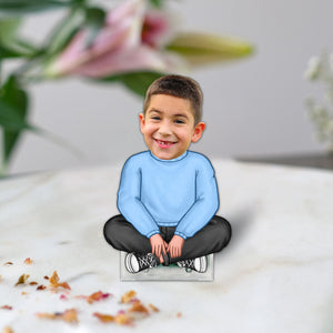 Custom Face Photo Funny Gift For Family Member Crossed Legs Personalized Acrylic Wiggle Stand