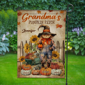 Pumpkin Patch - Personalized Tittle And Names Flag - Gift For Family, Halloween Gift