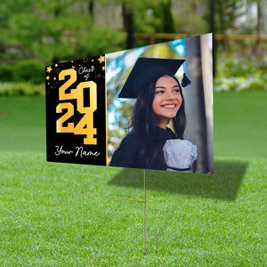 Class Of 2024, Custom Photo And Your Name, Personalized Lawn Sign, Yard Sign, Gift For Graduation