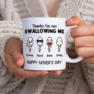 Thanks For Not Swallowing Me - Custom Kid And Text, Personalized White Mug