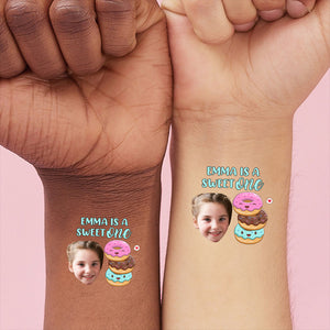 Happy Birthday Sweet One Party, Custom Face Photo And Texts Temporary Tattoo, Personalized Tattoo, Fake Tattoo