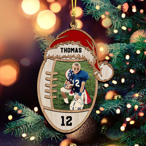 American Football, Gridiron Football Lover - Custom Photo And Name, Personalized Acrylic Ornament - Family Gift