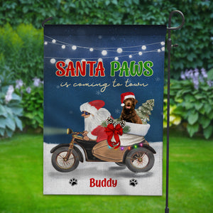 Santa Paws Is Coming To Town - Custom Photo And Name Flag - Christmas Gift, Gift For Family, Gift For Pet Lover