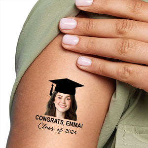 Congrats Class Of 2024, Custom Temporary Tattoo With Personalized Photo And Text Name, Fake Tattoo, Graduation Gift