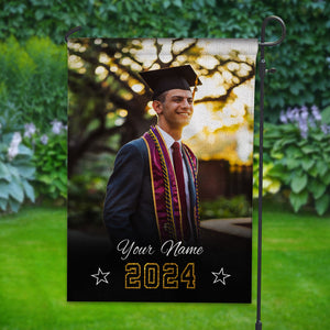 Graduation Gift, Congratulations Class Of 2024 - Custom Photo And Name Graduation Flag