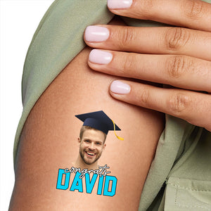 Congrats, Custom Temporary Tattoo With Personalized Photo And Name, Fake Tattoo, Graduation Gift