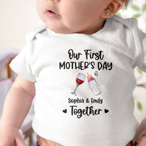 Our First Mother's Day Together - Custom Drink And Names - Personalized Baby Onesie - Family Gift