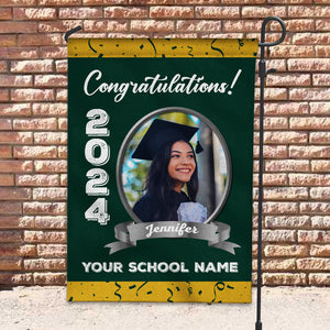 Congratulations 2024 - Custom Photo And Texts Graduation Flag, Gift For Graduation