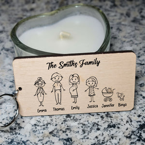 Custom Shapes And Names - Personalized Wooden Keychain - Gift For Family