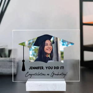 Congratulations On Graduating, Custom Photo And Text - Personalized Acrylic Plaque