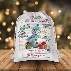 A Very Merry Christmas Delivery Overnight Service - Personalized String Bag, Christmas Gift, Gift For Family