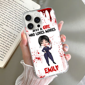 Just A Girl Who Loves Movies - Custom Appearance And Name - Personalized Phone Case, Gift For Halloween