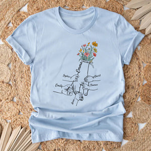 Flowers Family Member Names - Custom Texts - Personalized T-Shirt - Family Gift