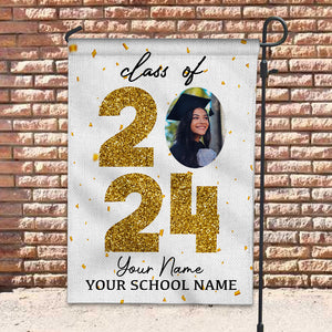 Class Of 2024- Custom Photo, Your Name, School Name Graduation Flag, Gift For Graduation