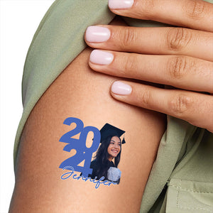 Graduation 2024, Custom Temporary Tattoo With Personalized Photo And Name, Fake Tattoo, Graduation Gift