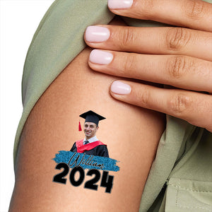 Graduation 2024, Custom Temporary Tattoo With Personalized Quote Color, Photo And Name, Fake Tattoo, Graduation Gift