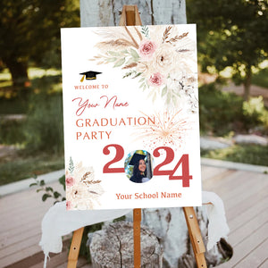 Graduation Party 2024 Custom Party Welcome Sign - Custom Photo Grad Party Sign - Personalized Graduation Decoration - Graduation Sign