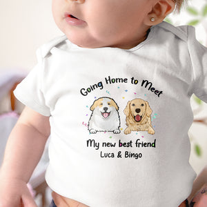 Going Home To Meet My New Best Friend - Custom Pet And Name - Personalized Baby Onesie - Gift For Pet Lover