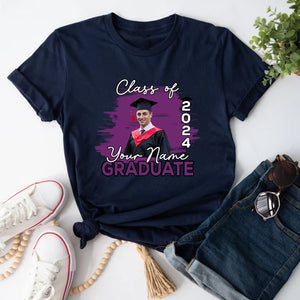 Class Of 2024 Graduate, Custom Photo And Name - Gift For Graduation - Personalized T-Shirt