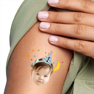 Birthday Tattoo, Custom Face Photo And Texts Temporary Tattoo, Personalized Party Tattoo, Fake Tattoo