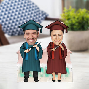 Graduate Couple, Custom Face Photo Funny Gift, Personalized Acrylic Wiggle Stand