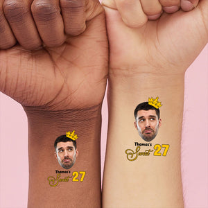 King And Queen Party, Custom Face Photo And Texts Temporary Tattoo, Personalized Tattoo, Fake Tattoo, Birthday Party