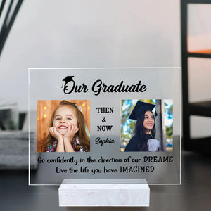 Our Graduate Then And Now, Custom Photos And Names - Personalized Acrylic Plaque