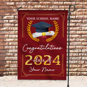 Class Of 2024 Congratulations - Custom Your School Name And Your Name Graduation Flag, Gift For Graduation