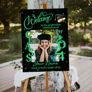 Welcome Graduation Party 2024 Custom Party Welcome Sign - Custom Photo Grad Party Sign - Personalized Graduation Decoration - Graduation Sign