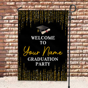 Welcome To Graduation Party - Custom Name Graduation Flag, Gift For Graduation