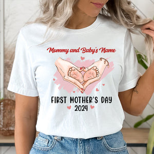 Happy First Mother's Day - Custom Mom And Baby Skin, Custom Texts - Personalized T-Shirt - Family Gift, Mother's Day Gift