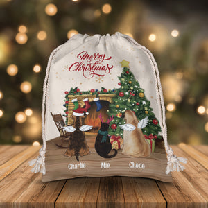 Merry Christmas Backview Pet- Personalized String Bag, Christmas Gift, Gift For Pet Lover