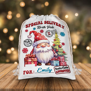 Christmas Special Delivery North Pole For Kid - Custom Name, Personalized String Bag, Christmas Gift