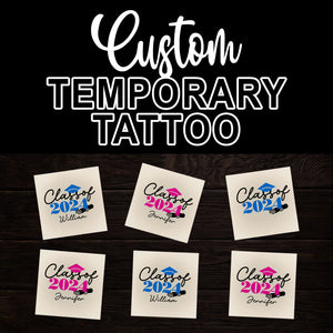 Class Of 2024, Custom Temporary Tattoo With Personalized Name, Fake Tattoo, Graduation Gift