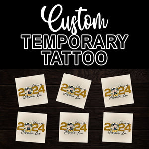 Sunflower Grad Class Of 2024, Custom Photo And Name Temporary Tattoo, Personalized Grad Party Tattoo, Fake Tattoo, Graduation Gift