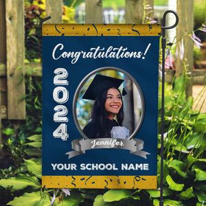 Congratulations 2024 - Custom Photo And Texts Graduation Flag, Gift For Graduation